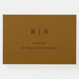 Libro De Visitas Marrón mínimo y Moda | Invitado del Boda de tipos 