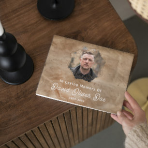 Libro De Visitas Marrón Rústico Texto Personalizado Foto Funeral Me