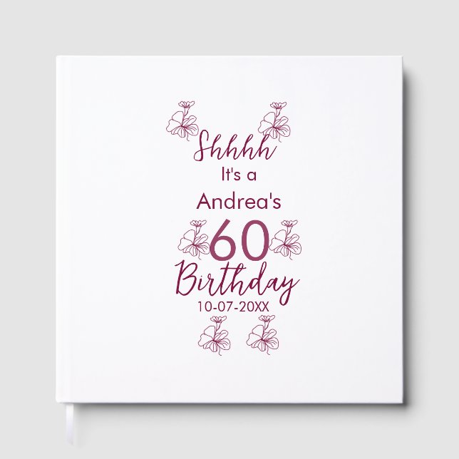 Libro De Visitas Marron white mauve shhhh nombre floral de 60 años (Anverso)