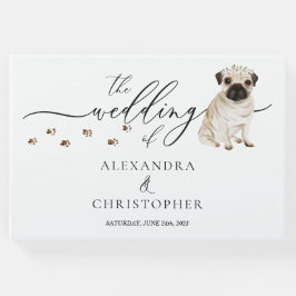 Libro De Visitas Mascota cachorro Pug Caligrafía de Boda