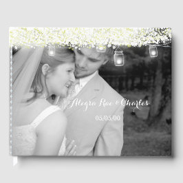 Libro De Visitas Mason Jar Elegant bajo la foto del Boda de las est