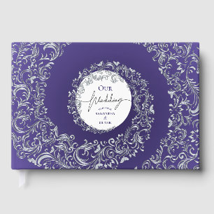Libro De Visitas Matrimonio de Damasco Purple Elegant