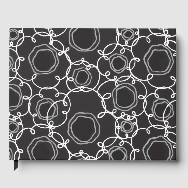 LIBRO DE VISITAS MATRIZ FLORAL ABSTRACTA EN NEGRO (Anverso)