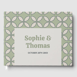Libro De Visitas Mediados del Siglo Mod Retro Boda Olive Green
