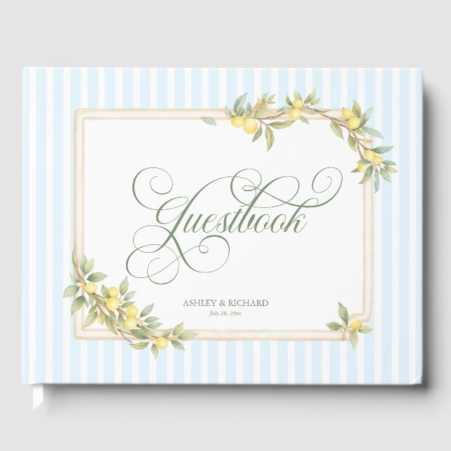 Libro De Visitas Mediterranean Lemon Coastal Stripe Wedding (Anverso)