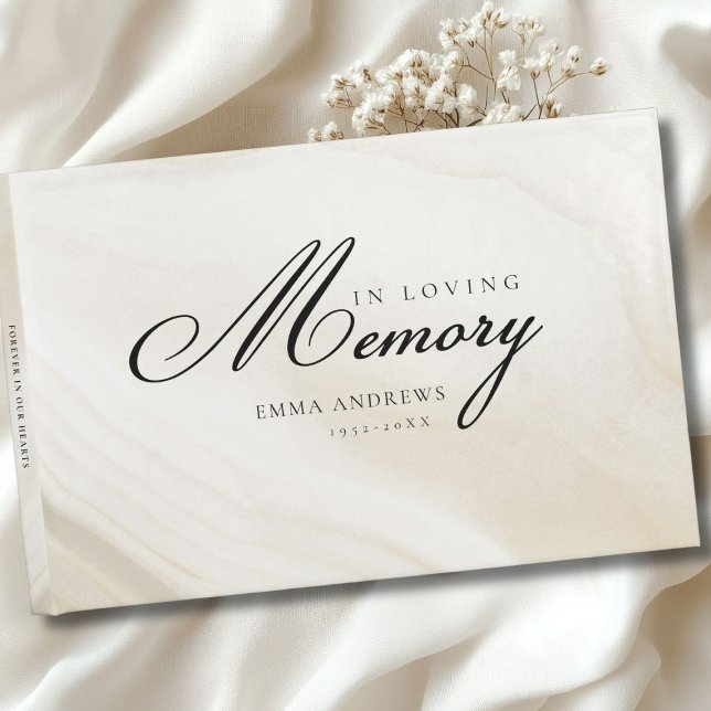Libro De Visitas Memoria "en memoria amorosa" Mármol, beige (Memory "In Loving memory" Marble, Beige Guest Book)