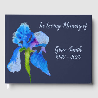 Libro De Visitas Memoria funeraria de arte azul Iris