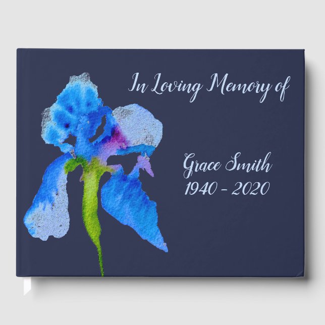 Libro De Visitas Memoria funeraria de arte azul Iris (Anverso)