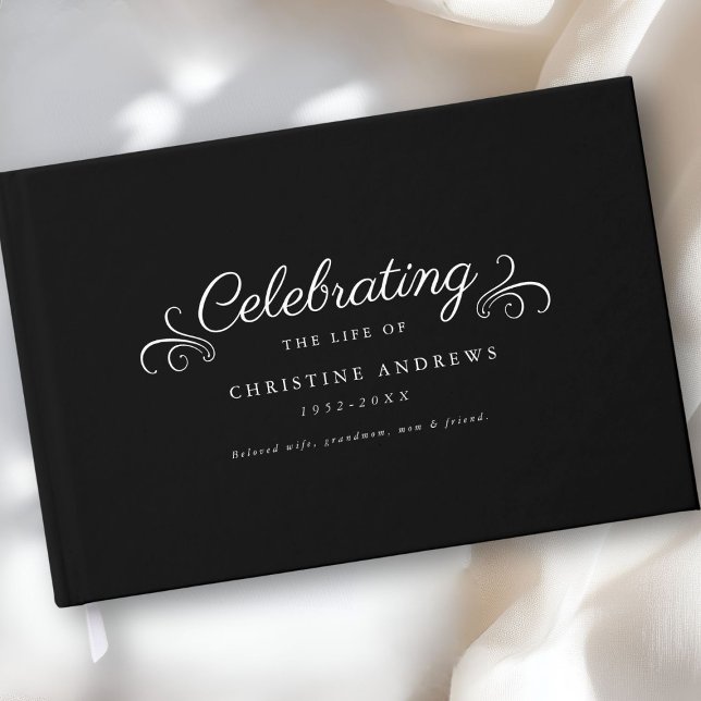 Libro De Visitas Memorial "Celebración de la vida" negro (Personalized Memorial "Celebration of life" Black Guest Book.)