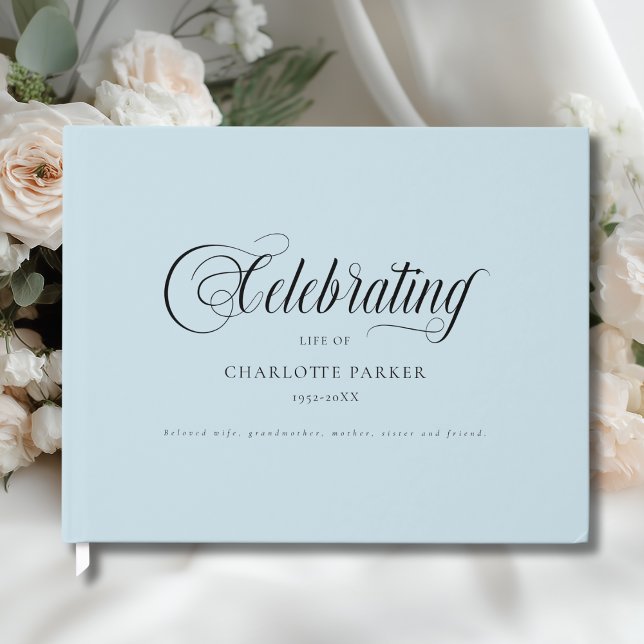 Libro De Visitas  Memorial "Celebrating life of"  Blue (Memorial "In Loving memory" Blue Custom Guest Book)