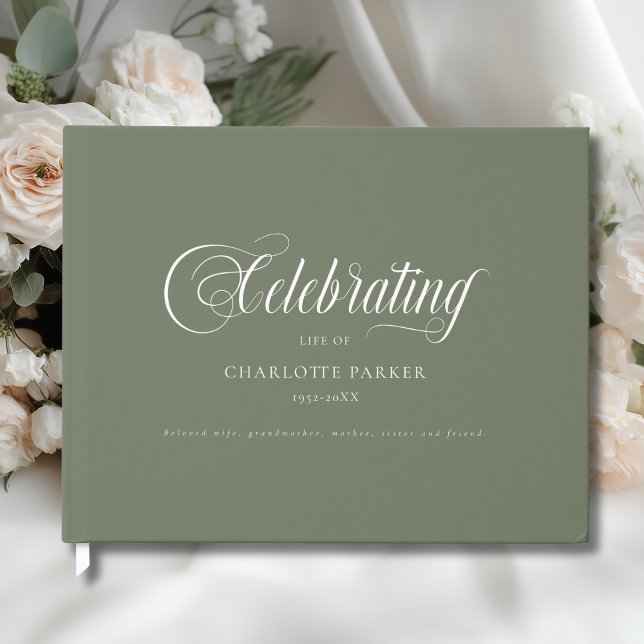 Libro De Visitas  Memorial "Celebrating life of"   Green Guest Book (Memorial "In Loving memory" Green Guest Book)