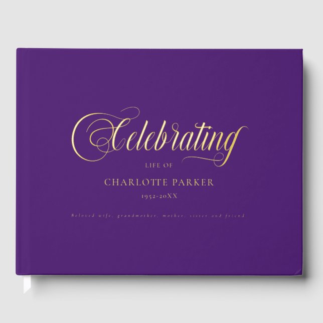 Libro De Visitas  Memorial "Celebrating life of" Purple (Anverso)