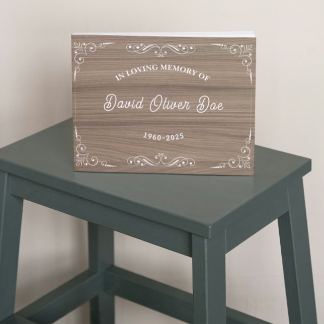 Libro De Visitas Memorial de texto de foto personalizado simple de  (rustic guest books celebration of life remembrance memorial funeral bereavement)