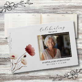 Libro De Visitas Memorial funeral de la amapola rosa floral