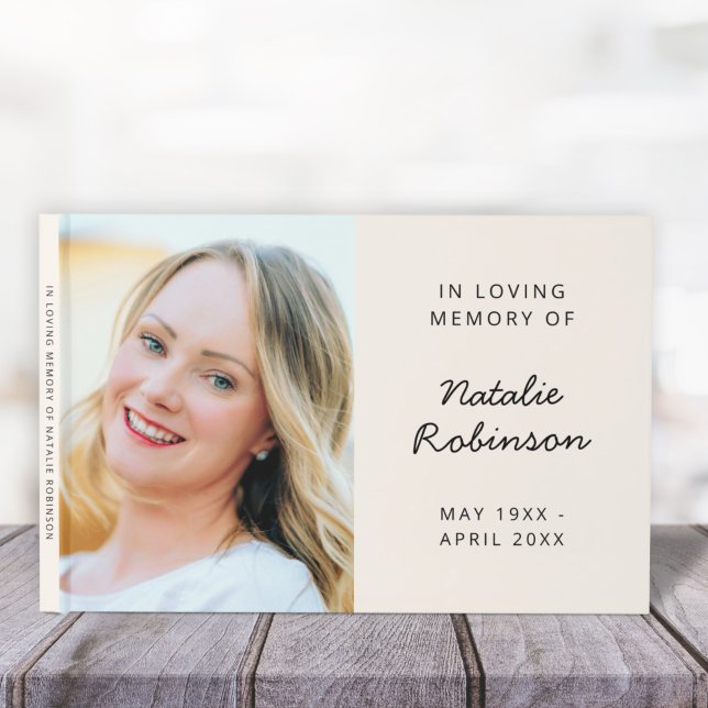 Libro De Visitas Memorial Funeral Foto En Loving Memory Cream (Subido por el creador)