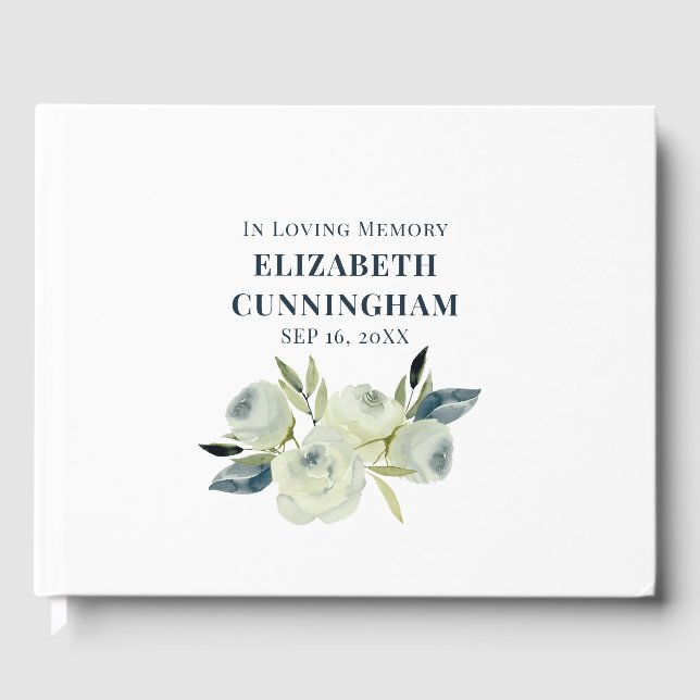 Libro De Visitas Memorial Funeral Moderno acuarela Floral (Anverso)