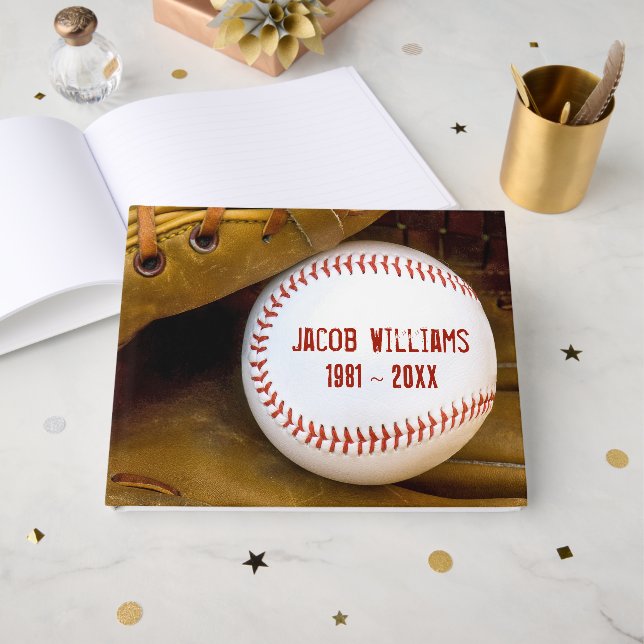 Libro De Visitas Memorial Service Baseball In Glove (Anverso Abierto)