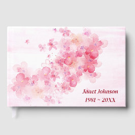 Libro De Visitas Memorial Service Cherry Blossoms On Pink 