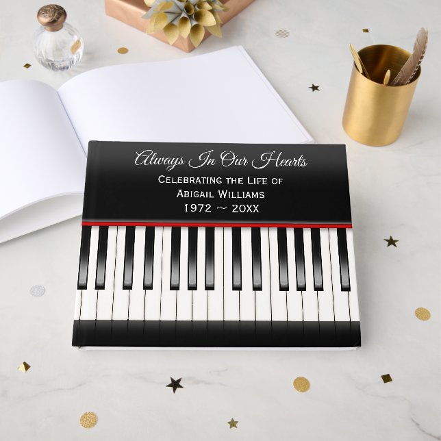 Libro De Visitas Memorial Service Piano Keyboard  (Anverso Abierto)