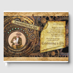 Libro De Visitas Memorial Service Steampunk Gear Time Machine Photo
