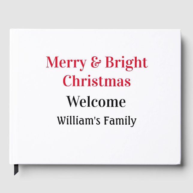 Libro De Visitas Merry Bright Navidades agregan nombre de familia a (Anverso)