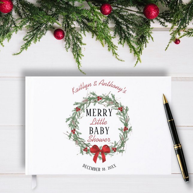 Libro De Visitas Merry Little Christmas Baby Shower (Subido por el creador)