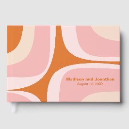Libro De Visitas Mid Century Modern Retro Groove Pink and Orange