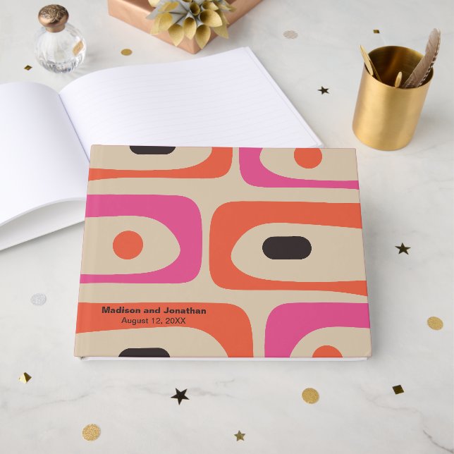 Libro De Visitas Mid Century Modern Retro Piquet Personalized (Anverso Abierto)