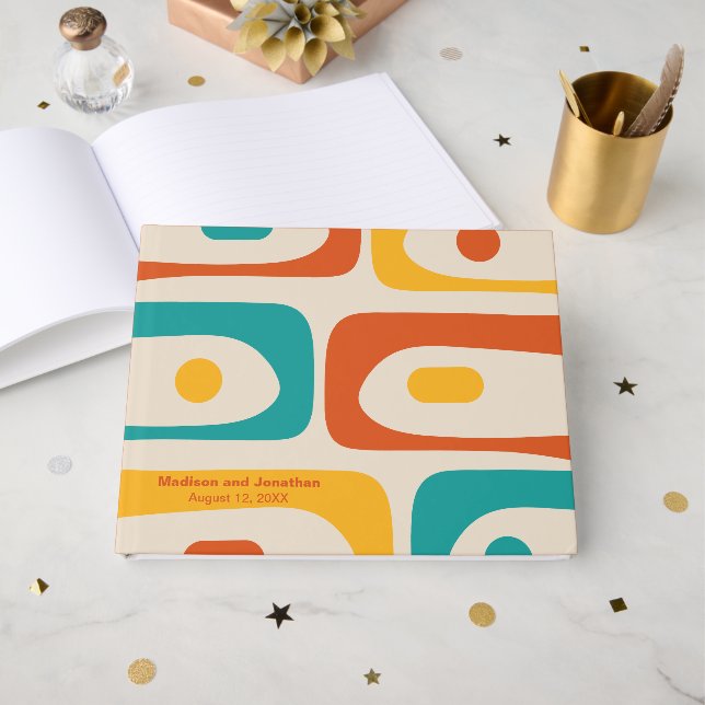 Libro De Visitas Mid Century Modern Retro Piquet Personalized (Anverso Abierto)