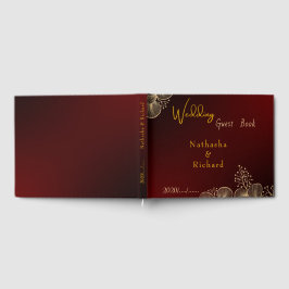 Libro De Visitas Midnight Burgundy & Gold Floral Wedding