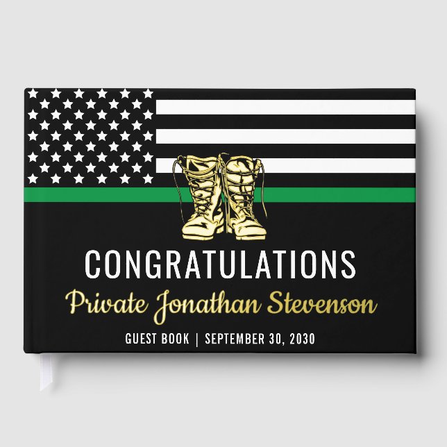 Libro De Visitas Military Graduation Thin Green Line Flag Army (Anverso)