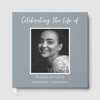 Libro De Visitas Minimal Celebration of Life Photo Custom Funeral 