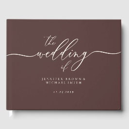 Libro De Visitas Minimal Modern Chocolate Brown Wedding Guest