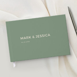 Libro De Visitas Minimal Modern Green Wedding Guest Book
