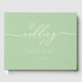 Libro De Visitas Minimal Modern Pistachio & Cream Wedding Guest