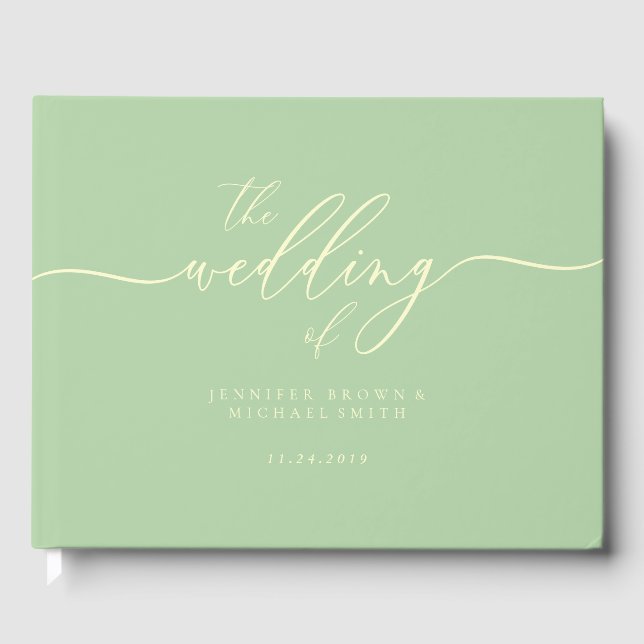 Libro De Visitas Minimal Modern Pistachio & Cream Wedding Guest (Anverso)