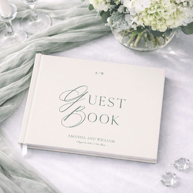 Libro De Visitas Minimal Sage Green Wedding Guest Book (Subido por el creador)