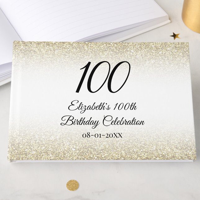 Libro De Visitas Minimalist Elegant Gold and Black 100th Birthday (Subido por el creador)