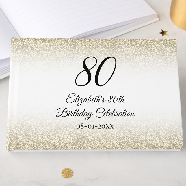 Libro De Visitas Minimalist Elegant Gold and Black 80th Birthday (Subido por el creador)