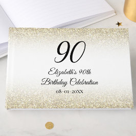 Libro De Visitas Minimalist Elegant Gold and Black 90th Birthday