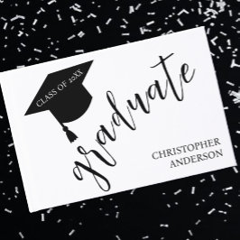 Libro De Visitas Minimalist Grad Cap Black & White Graduation