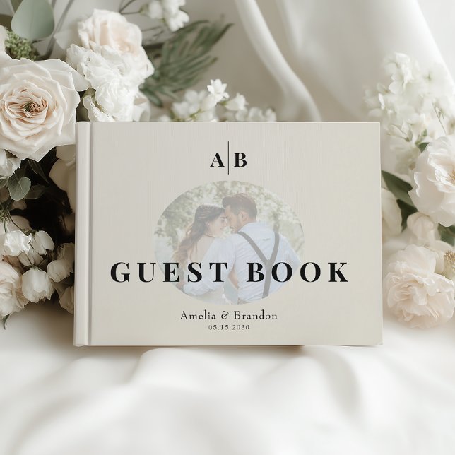 Libro De Visitas Minimalist Ivory Photo Wedding (Subido por el creador)