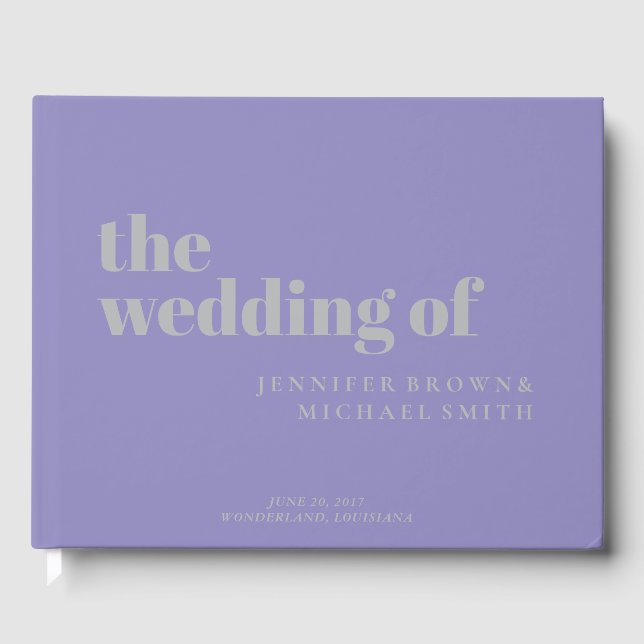 Libro De Visitas Minimalist Lavender Silver Swash Wedding (Anverso)
