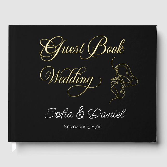 Libro De Visitas Minimalist Line Art Couple illustration  Wedding  (Anverso)