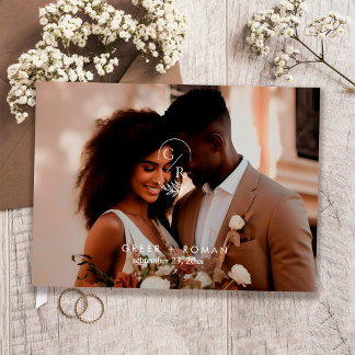 Libro De Visitas Minimalist Monogram Leaf Modern Photo Wedding