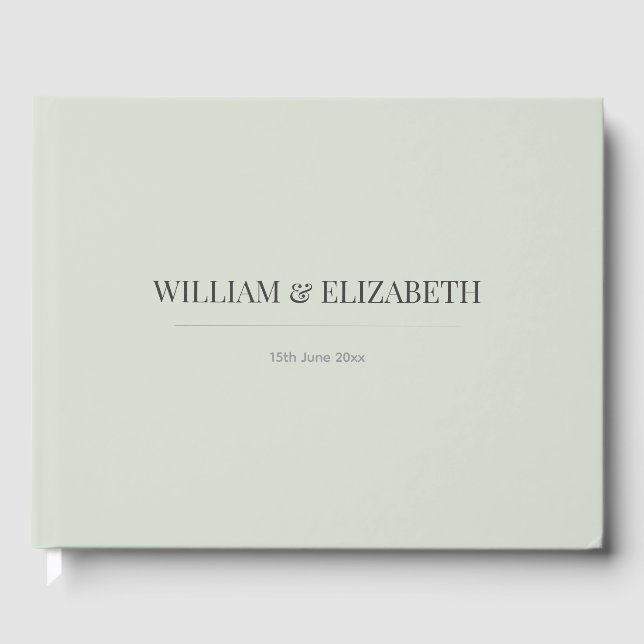 Libro De Visitas Minimalist Wedding Guest Book | Pale Sage Green (Anverso)