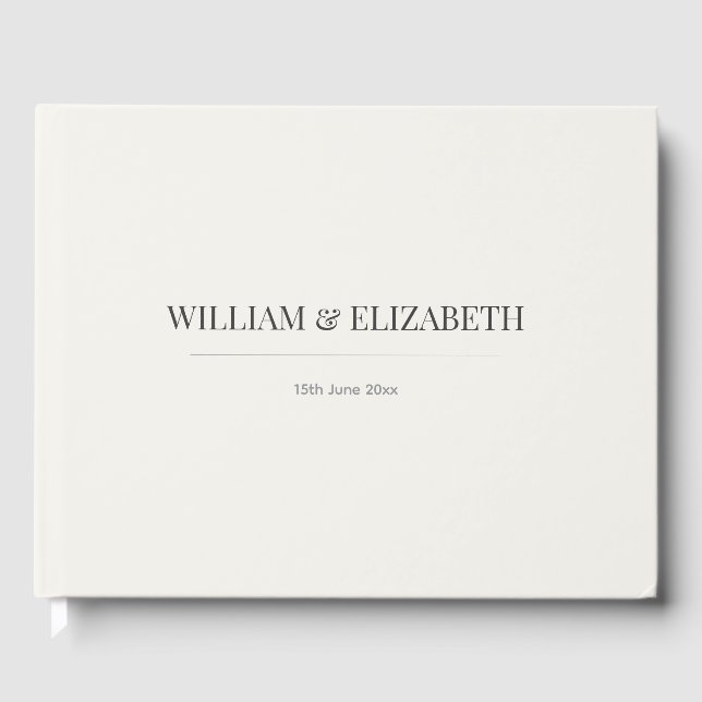 Libro De Visitas Minimalist Wedding Guest Book | Warm Ivory (Anverso)