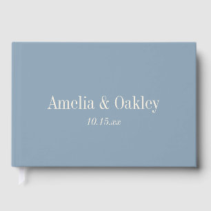 Libro De Visitas Minimalista Azul Polvoriento Elegante Boda Persona