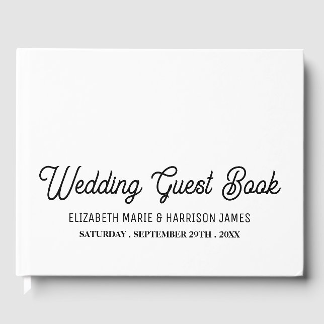 Libro De Visitas Minimalista - Blanco y negro - Boda (Anverso)