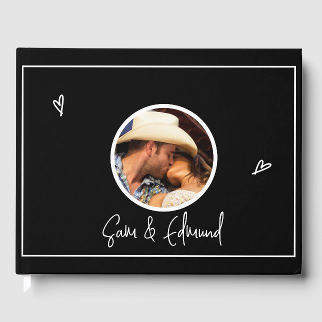 Libro De Visitas Minimalista blanco y negro - Foto- (Anverso)